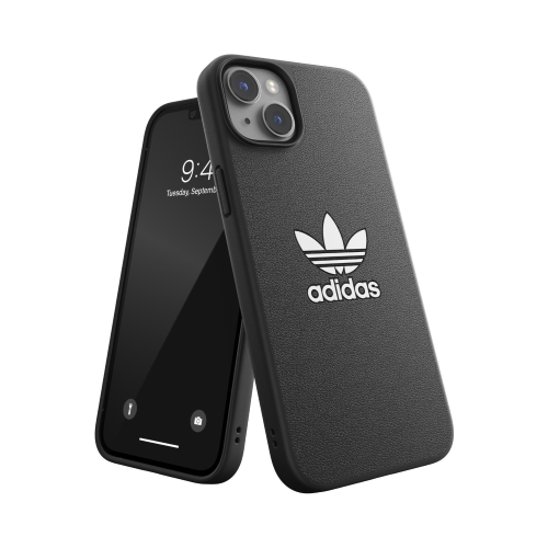 ADIDAS ICONIC APPLE iPHONE 14 PLUS COVER IN TPU CON IL CLASSICO LOGO DEL TRIFOGLIO A CONTRASTO BLACK